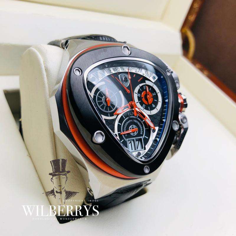 **pure beast worth R37k Tonino Lamborghini Men`s ORANGE LEATHER Chronograph Watch NEW 100% GENUINE