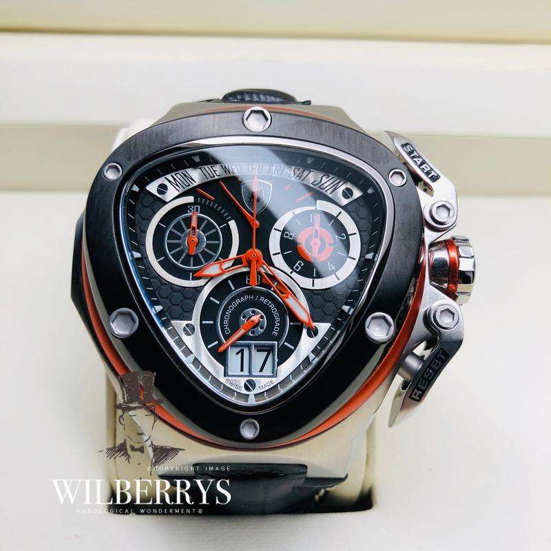 **pure beast worth R37k Tonino Lamborghini Men`s ORANGE LEATHER Chronograph Watch NEW 100% GENUINE