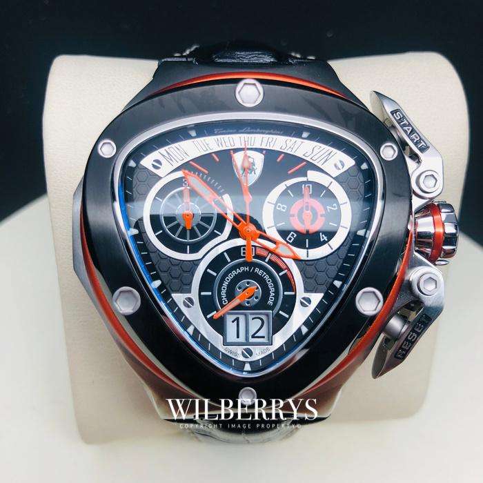**pure beast worth R37k Tonino Lamborghini Men`s ORANGE LEATHER Chronograph Watch NEW 100% GENUINE