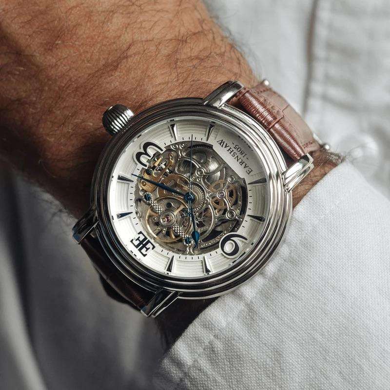 ***must see*** rrp: R11,500.00 THOMAS EARNSHAW AUTOMATIC ROYALE OPEN HEART Silver White Watch
