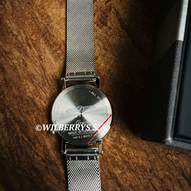 wow rrp R8,000.00 ZEPPELIN Germany Womens Grace SWAROVSKI Tufted Milanese Anthracite Date Watch