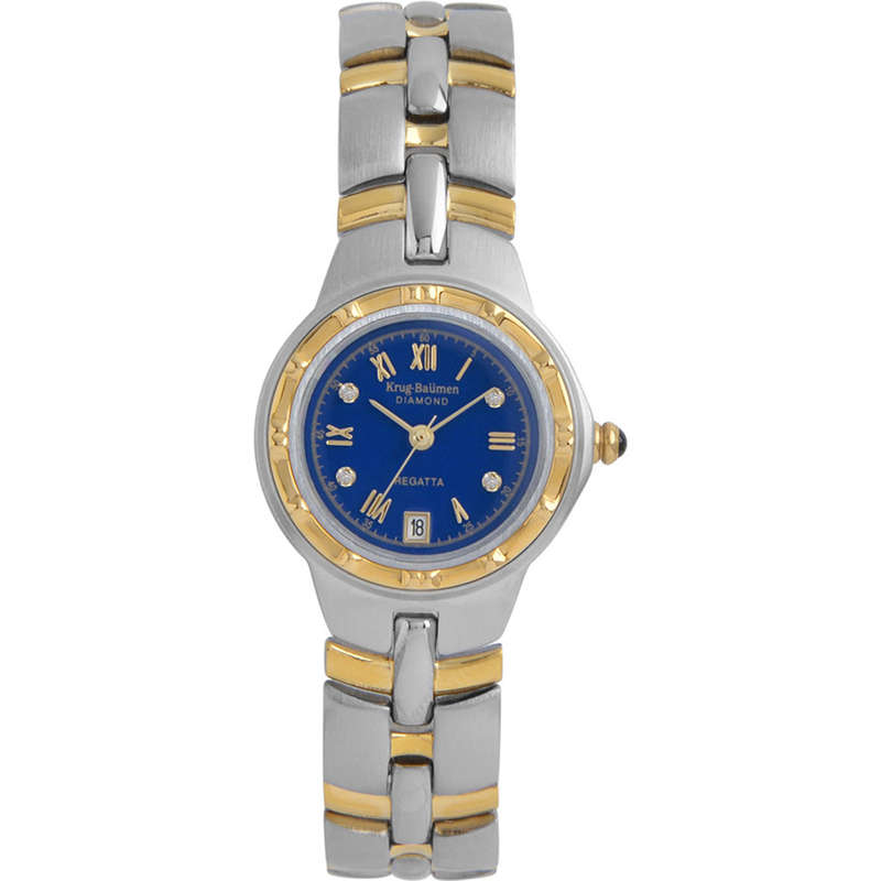 NEW RRP R8600.00 Krug Baumen LADIES ROSE GOLD Regatta 4X Genuine Diamond Blue Dial Watch NEW