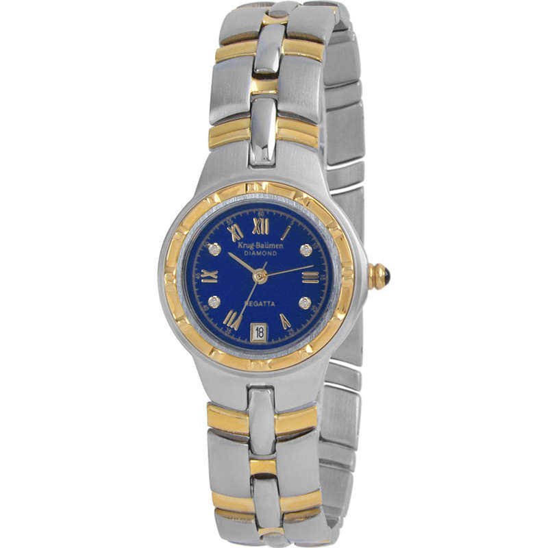 NEW RRP R8600.00 Krug Baumen LADIES ROSE GOLD Regatta 4X Genuine Diamond Blue Dial Watch NEW