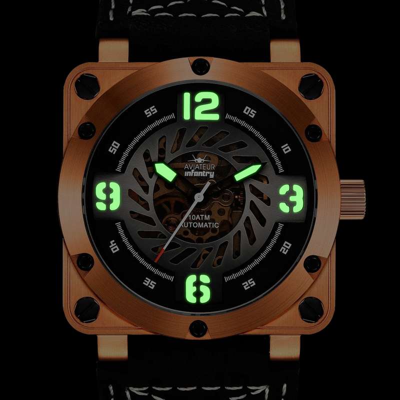 must see!!* R9k REVOLUTION® Men`s AUTOMATIC JET ENGINE TURBINE 48mm ROSE GOLD plated Watch NEW