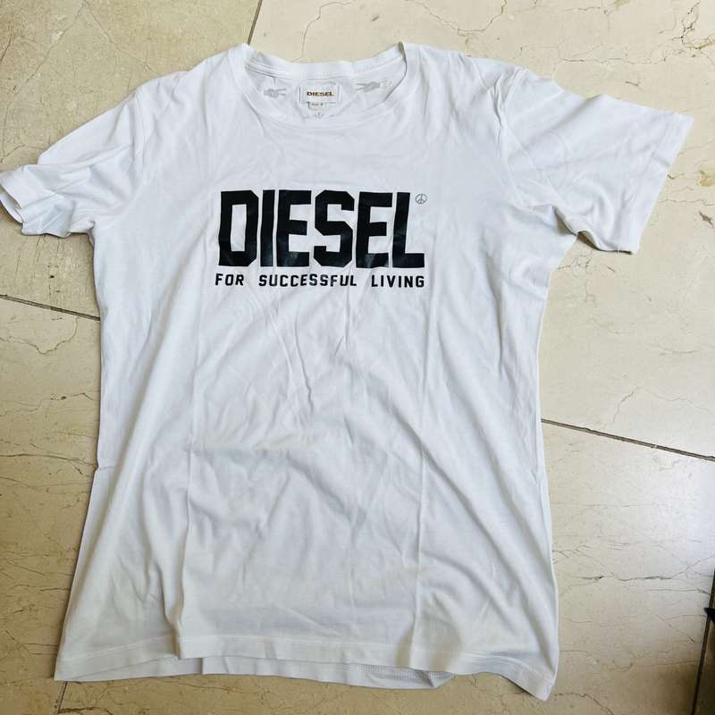 DIESEL `Successful Living` White T-Shirt Size M - 100% GENUINE NEW without tags