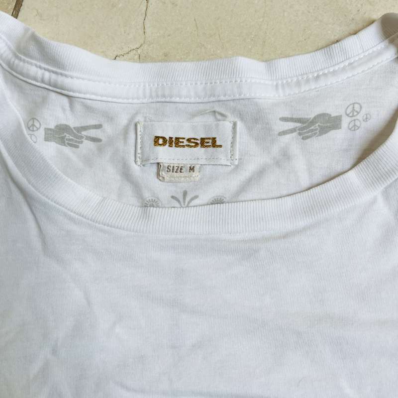 DIESEL `Successful Living` White T-Shirt Size M - 100% GENUINE NEW without tags