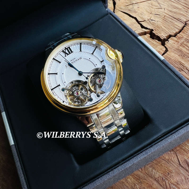 ***must see*** rrp: R11,500.00 THOMAS EARNSHAW AUTOMATIC DOUBLE BARREL OPEN HEART White/Gold Watch