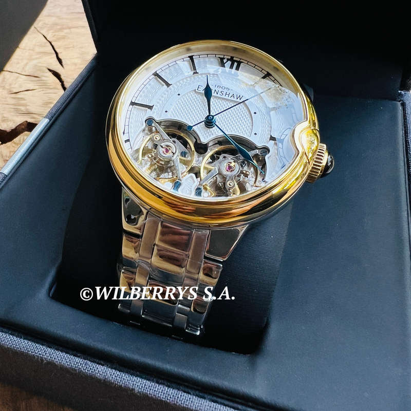 ***must see*** rrp: R11,500.00 THOMAS EARNSHAW AUTOMATIC DOUBLE BARREL OPEN HEART White/Gold Watch