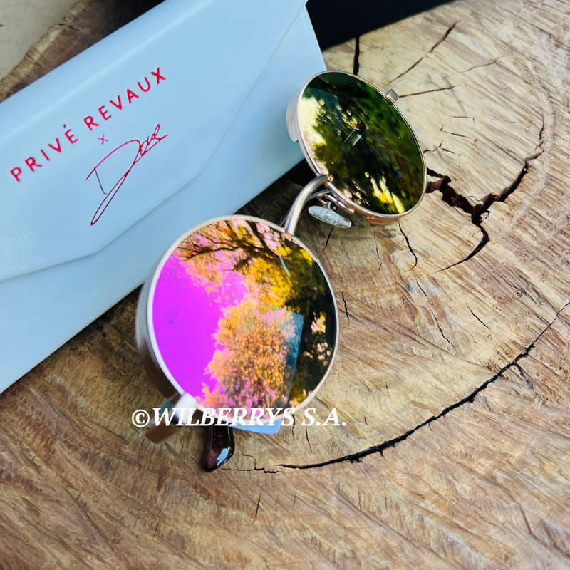 must see!! PRIVE REVAUX CAMERON / Round Mirror Rose Gold Sunglasses *GENUINE*