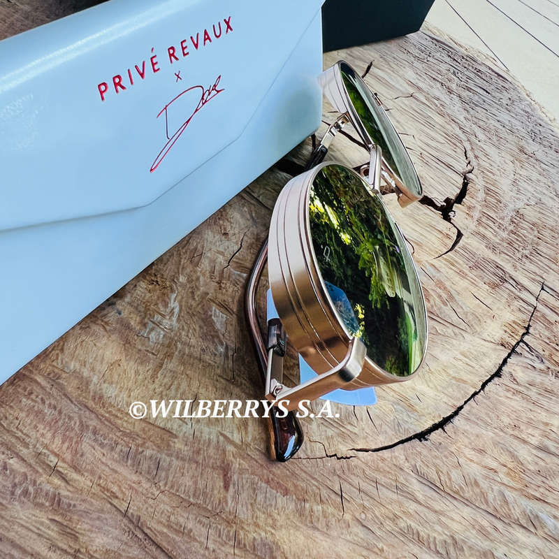 must see!! PRIVE REVAUX CAMERON / Round Mirror Rose Gold Sunglasses *GENUINE*
