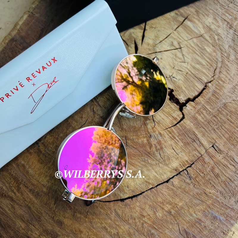 must see!! PRIVE REVAUX CAMERON / Round Mirror Rose Gold Sunglasses *GENUINE*