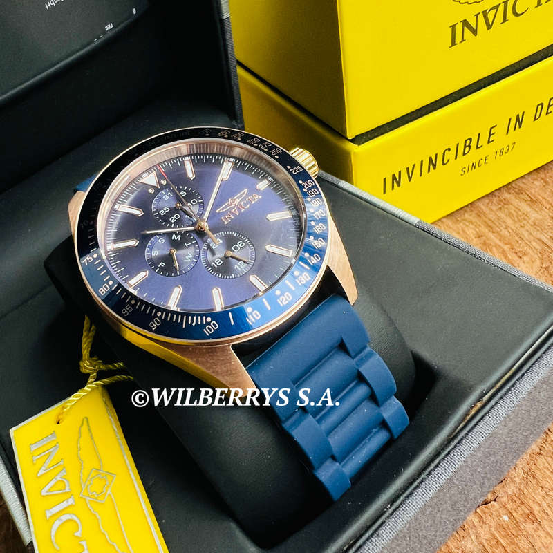 must look!! rrp R5,999.00 INVICTA MEN`S Aviator 45mm Silicone Rose Gold/Blue Watch BRAND NEW