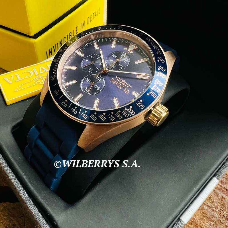 must look!! rrp R5,999.00 INVICTA MEN`S Aviator 45mm Silicone Rose Gold/Blue Watch BRAND NEW