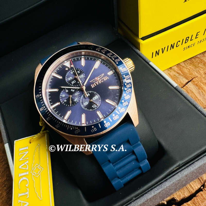 must look!! rrp R5,999.00 INVICTA MEN`S Aviator 45mm Silicone Rose Gold/Blue Watch BRAND NEW