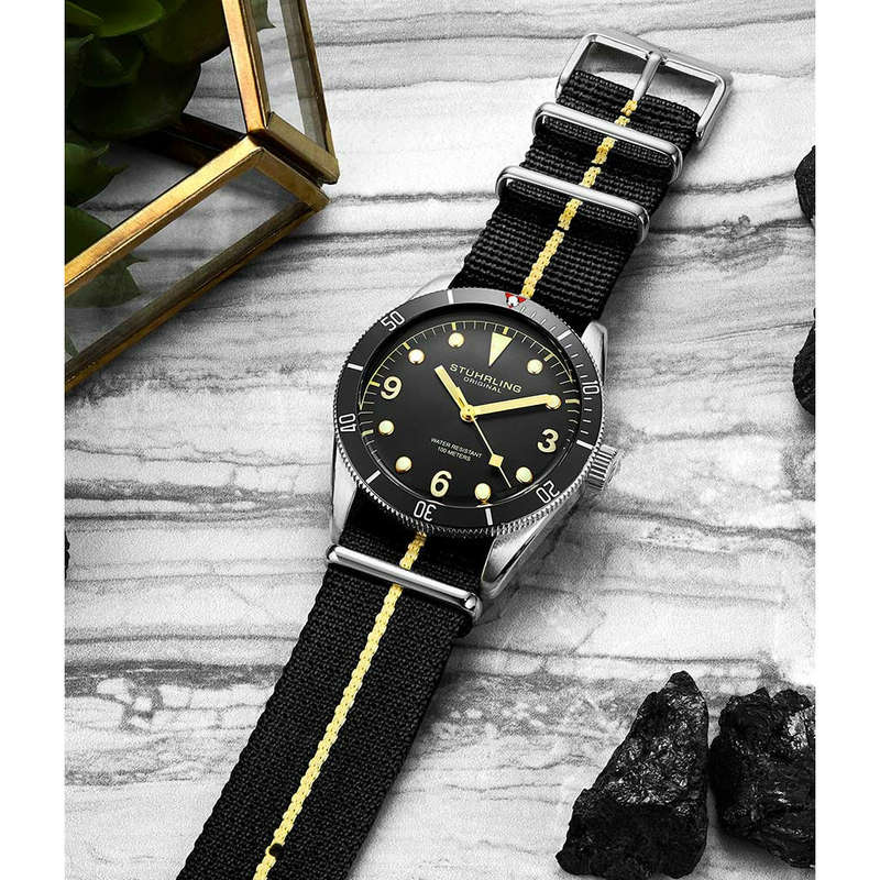 **oh my gosh WOW** R6,000.00 Stuhrling Original Men Forte Grande GMT Diver 100M Steel Nylon Watch