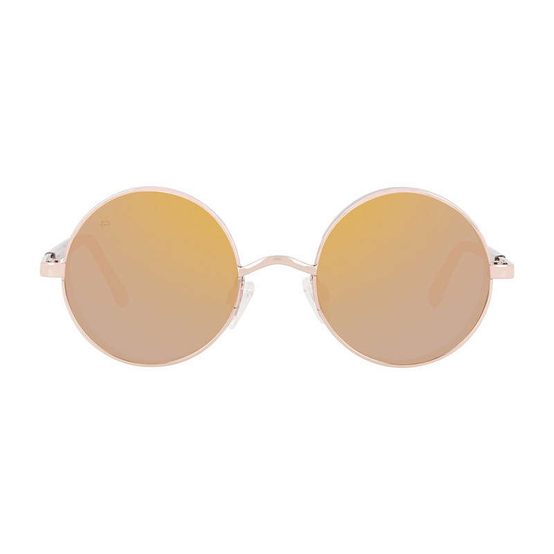must see!! PRIVE REVAUX CAMERON / Round Mirror Rose Gold Sunglasses *GENUINE*