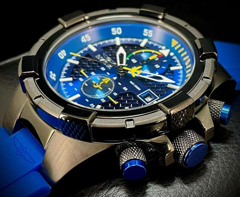 w@w! rrp R7,999.00 INVICTA Men`s Pilot Cockpit Chronograph 50mm Black/Powder Dark Blue Watch NEW