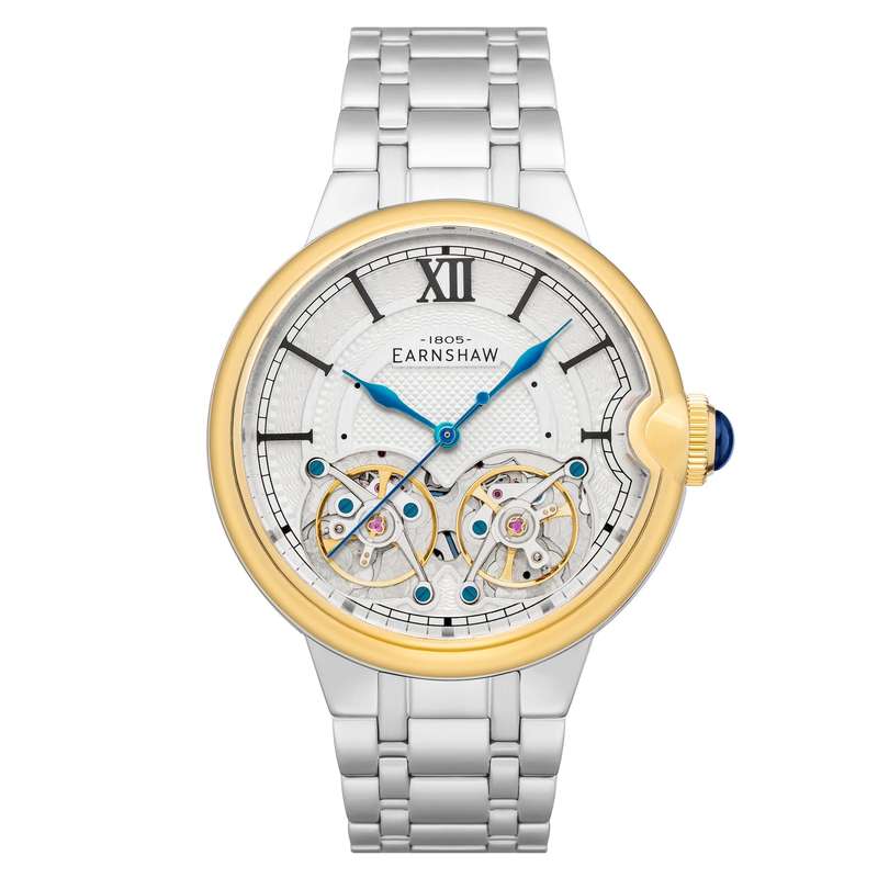 ***must see*** rrp: R11,500.00 THOMAS EARNSHAW AUTOMATIC DOUBLE BARREL OPEN HEART White/Gold Watch