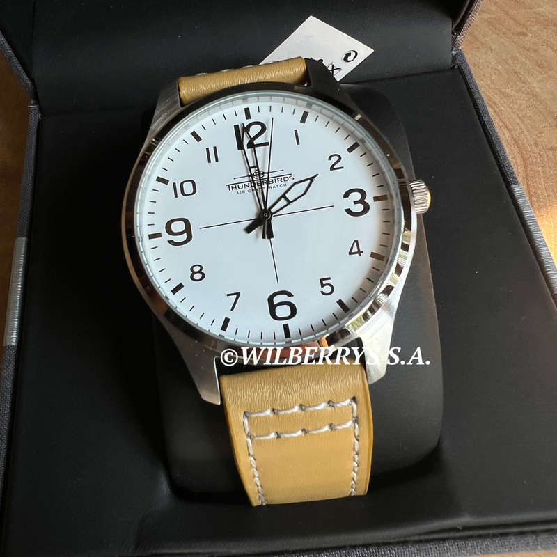 rrp R4,000.00 THUNDERBIRDS Men`s Meister Easy Read Camel Tan 40mm Easy Read Genuine Leather Watch