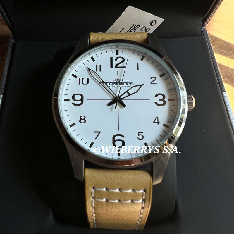 rrp R4,000.00 THUNDERBIRDS Men`s Meister Easy Read Camel Tan 40mm Easy Read Genuine Leather Watch
