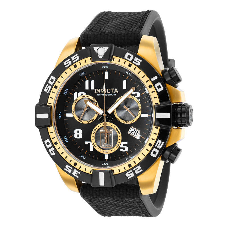 L@@K!! rrp: R11,999 INVICTA Men`s Jason Taylor GRIDIRON JT 51mm Gold/Nylon Strap Chronograph Watch