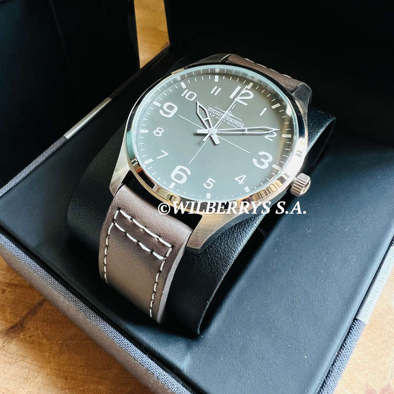 rrp R4,000.00 THUNDERBIRDS Men`s Meister Easy Read Dark Brown 40mm Easy Read Genuine Leather Watch