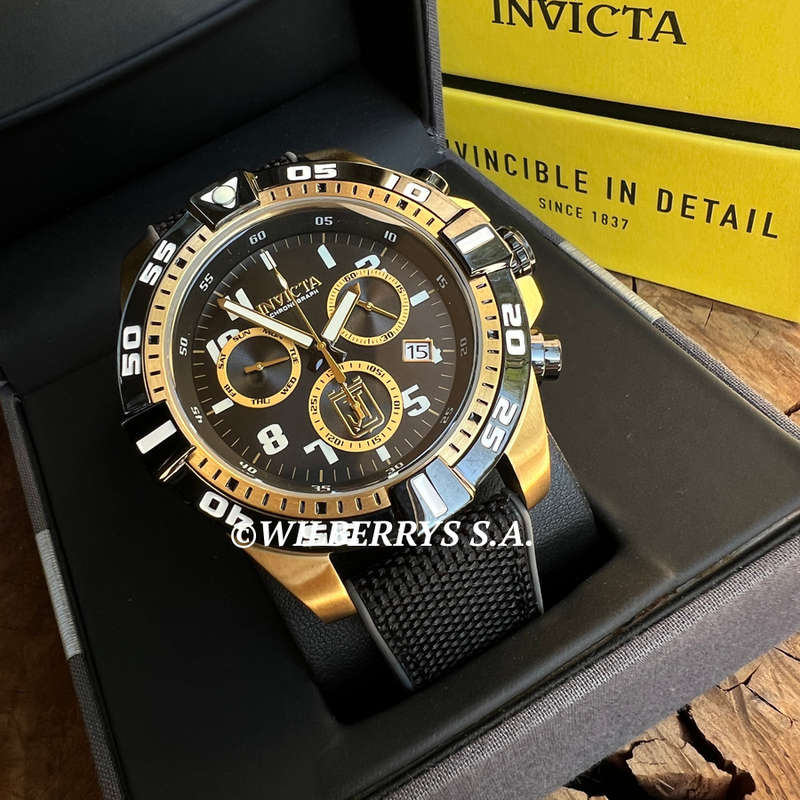 L@@K!! rrp: R11,999 INVICTA Men`s Jason Taylor GRIDIRON JT 51mm Gold/Nylon Strap Chronograph Watch
