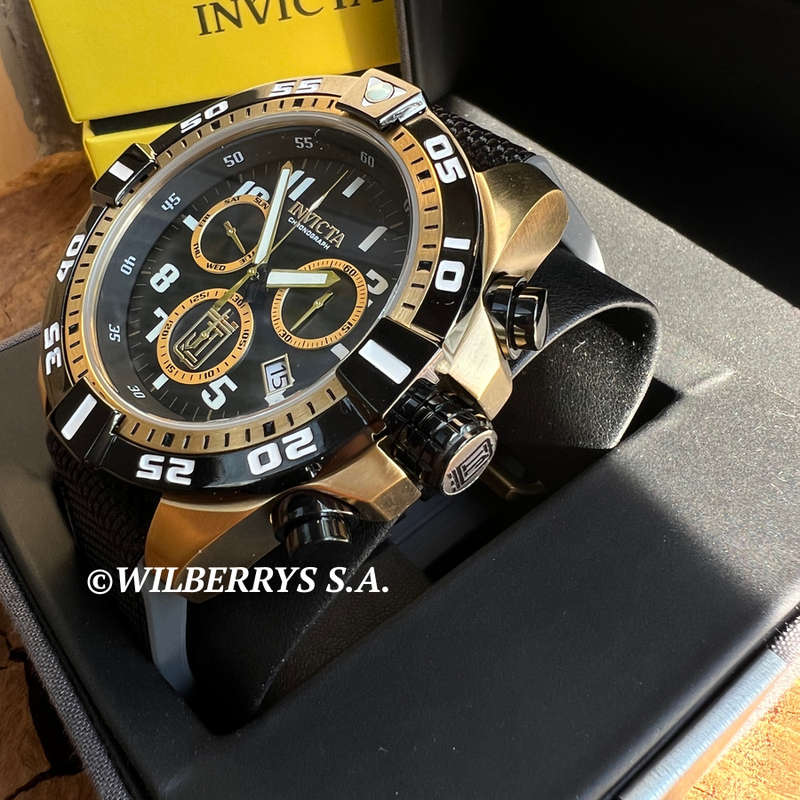 L@@K!! rrp: R11,999 INVICTA Men`s Jason Taylor GRIDIRON JT 51mm Gold/Nylon Strap Chronograph Watch