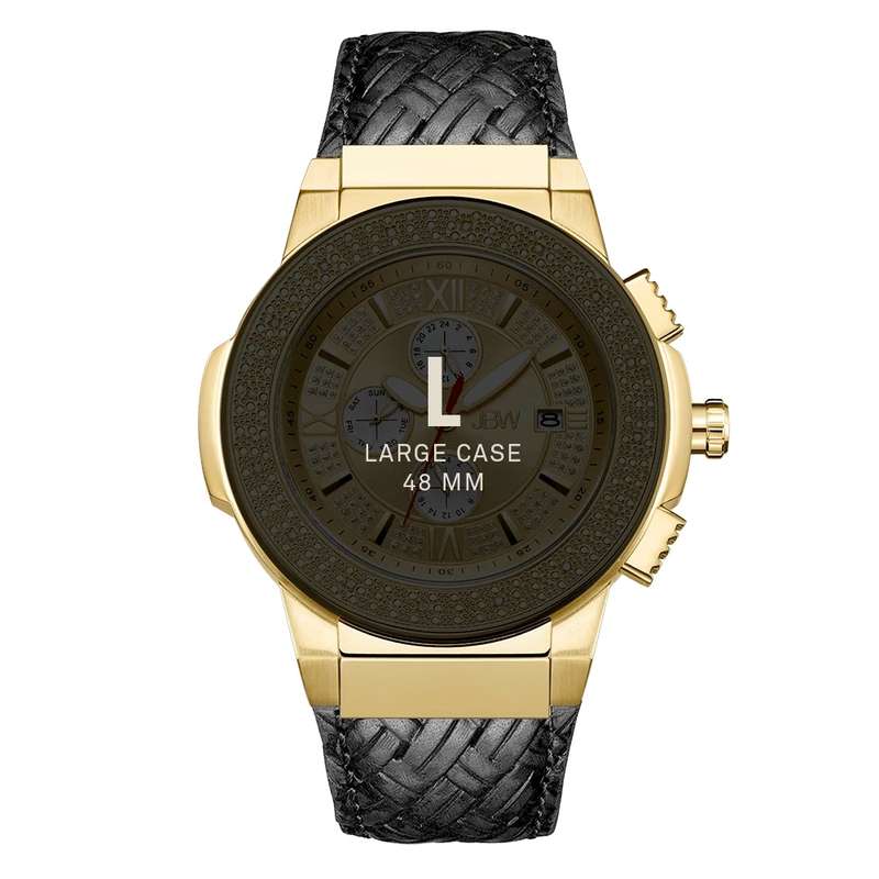 **real diamonds** R12,999.00 JBW MEN`S Saxon 18k Gold Plated 16 DIAMONDS Chrono Watch