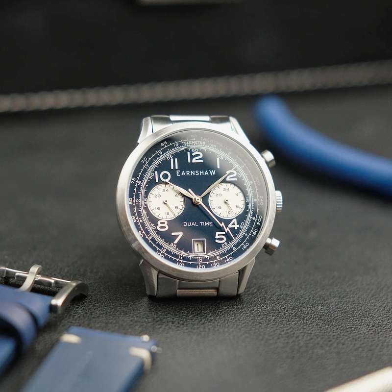 ***must see*** rrp: R8,500.00 THOMAS EARNSHAW Men`s GRANDE PRIX 1/400 Chronograph Dover Blue Watch