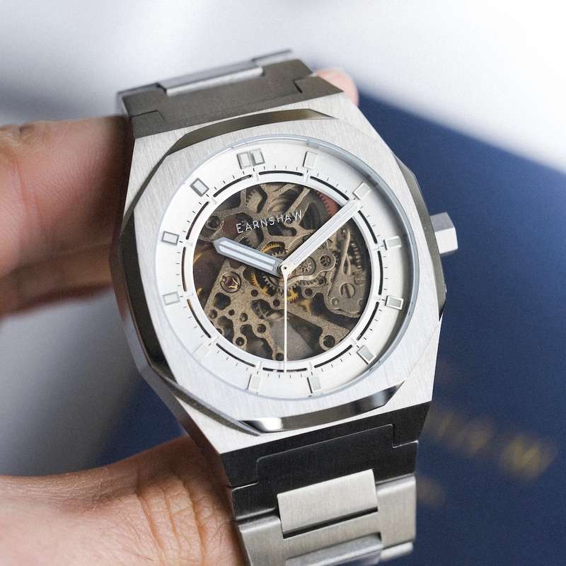LOOK!! rip: R9,200.00 THOMAS EARNSHAW DRAKE SKELTON OPEN HEART AUTOMATIC Silver Sheen Watch