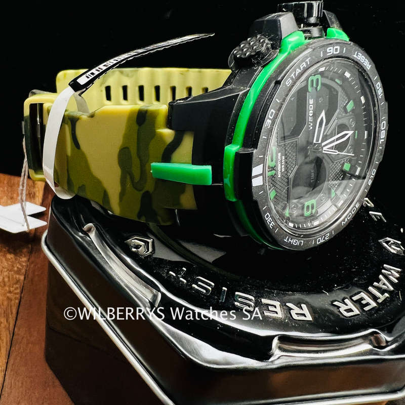WEIDE Men`s SHOCK PROOF MUD GATOR 45mm Black/Camo Watch BRAND NEW official SA store