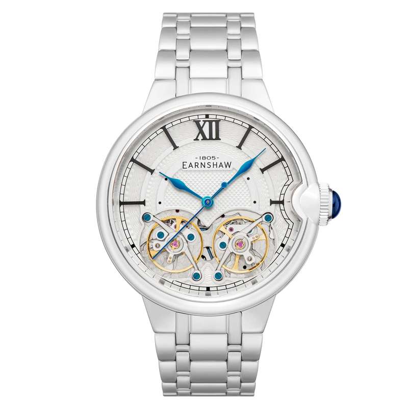 **read b4 bid** rrp: R11,500.00 THOMAS EARNSHAW AUTOMATIC DOUBLE BARREL OPEN HEART Slate White Watch