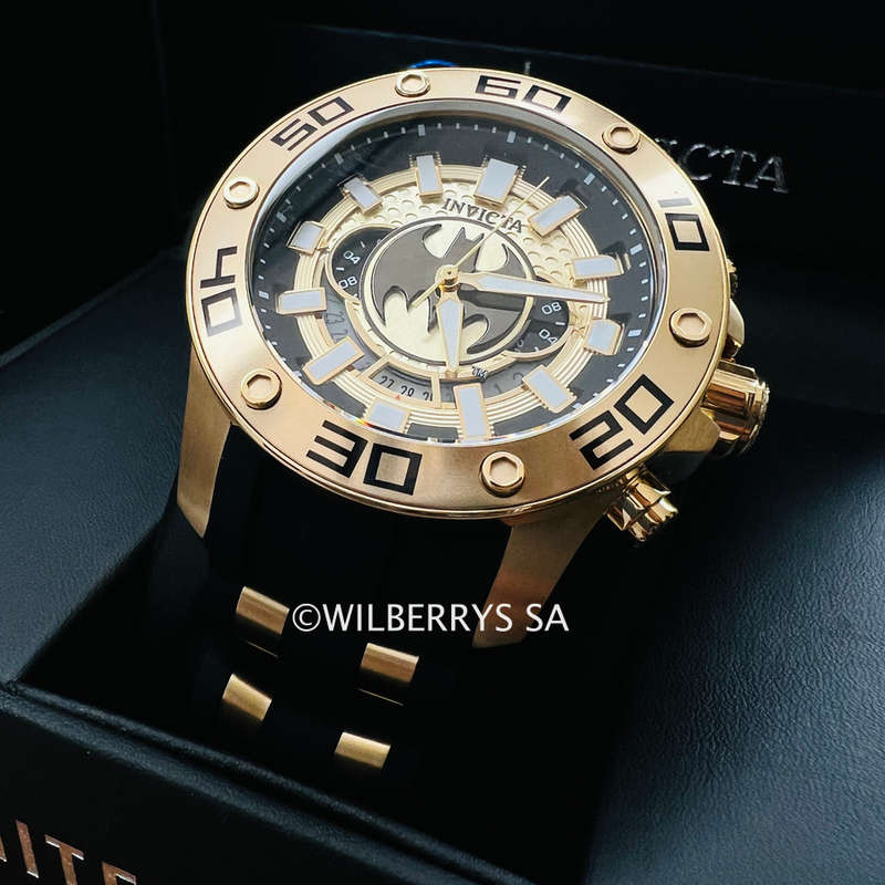**LOOK!!*** Retail: R9,999.00 INVICTA Men DC Comics Batman 18k platedVintage BAT Ltd Ed Chrono Watch