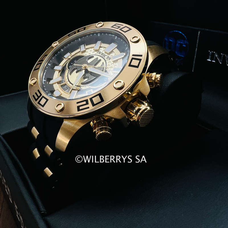 **LOOK!!*** Retail: R9,999.00 INVICTA Men DC Comics Batman 18k platedVintage BAT Ltd Ed Chrono Watch