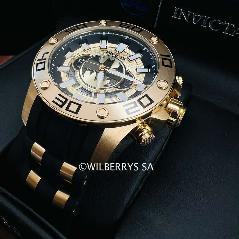 **LOOK!!*** Retail: R9,999.00 INVICTA Men DC Comics Batman 18k platedVintage BAT Ltd Ed Chrono Watch