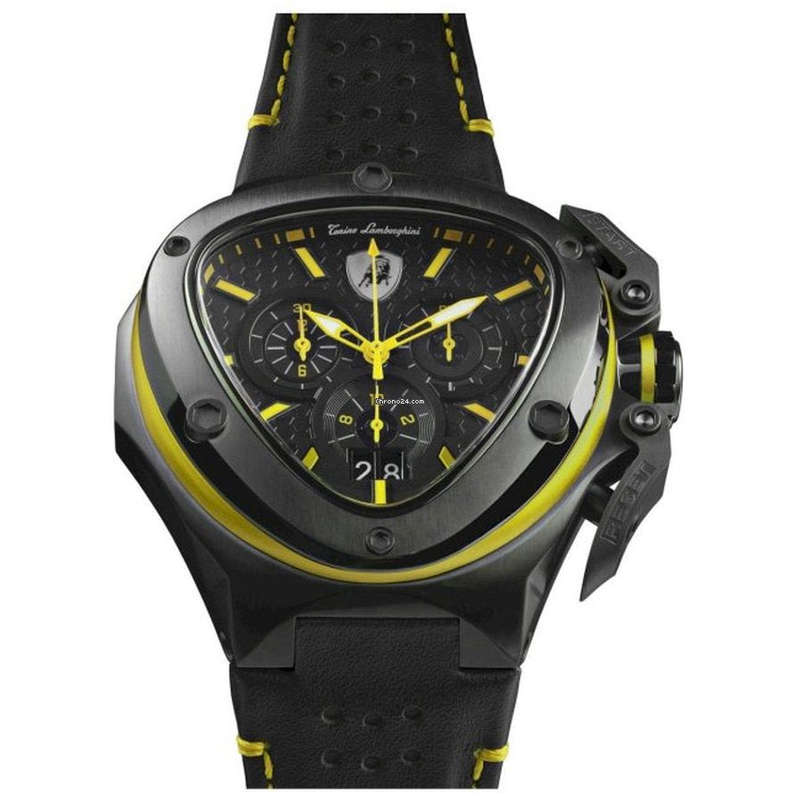 Tonino Lamborghini Men's Spyder 3124 Black Edition Yellow Trim Chronograph Watch