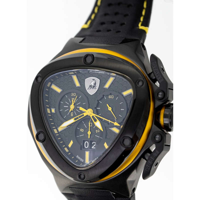 Tonino Lamborghini Men's Spyder 3124 Black Edition Yellow Trim Chronograph Watch
