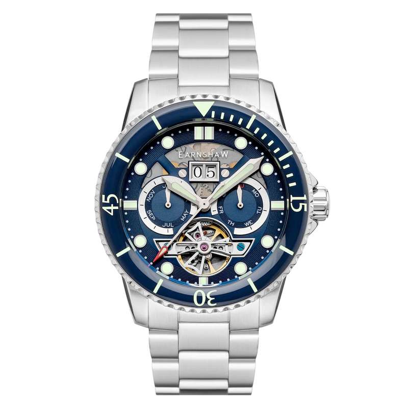 LOOK!! rip: R14,200.00 THOMAS EARNSHAW DUNCAN GRANDE DATE OPEN HEART AUTOMATIC Petrol Blue Watch