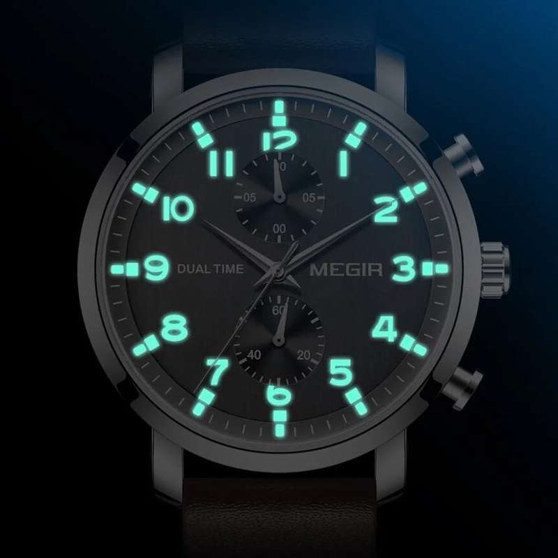 Retail: R1,599.00 MEGIR Mens DUAL TIME Chronograph silver / grey Watch BRAND NEW