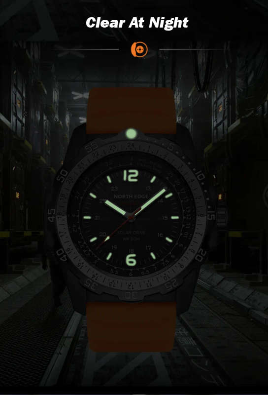 must look!! North Edge Evoque 2 Solar Drive Watch - Orange, Solar Powered