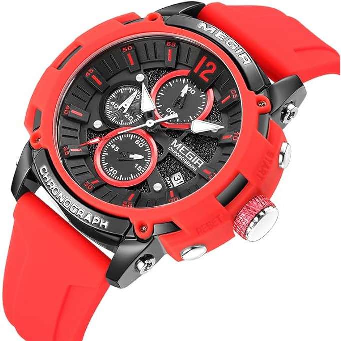 Megir Men`s Military Sport Chronograph Black Watch