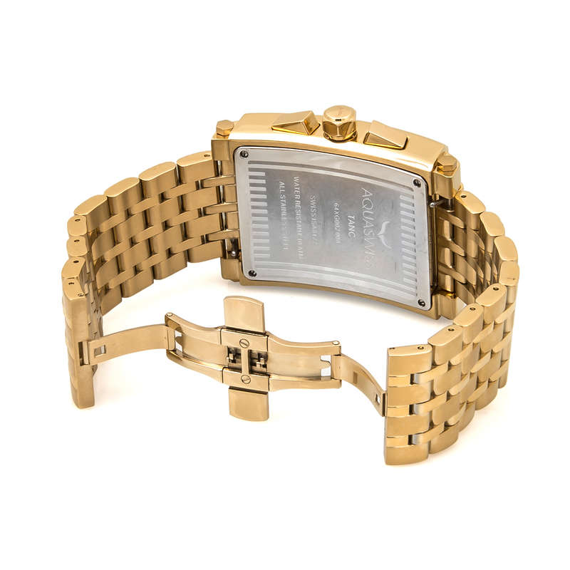 Retail: R21,600.00 Aquaswiss Mens Tanc XG 18k Gold Plated THICK, HEAVY Chrono Watch