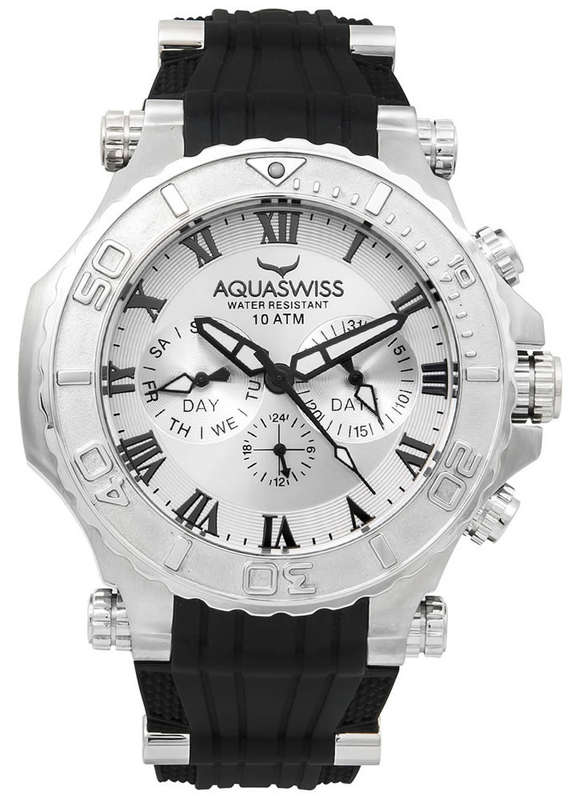 AQUASWISS Men's BOLT 5H THICK+HEAVY Swiss Chronograph Watch W/ BOX, PAPERS