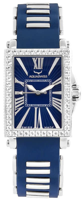 Retail: R14,000.00 Aquaswiss Women's Kelly 2.25ctw Amethyst Watch with Blue Silicone Band
