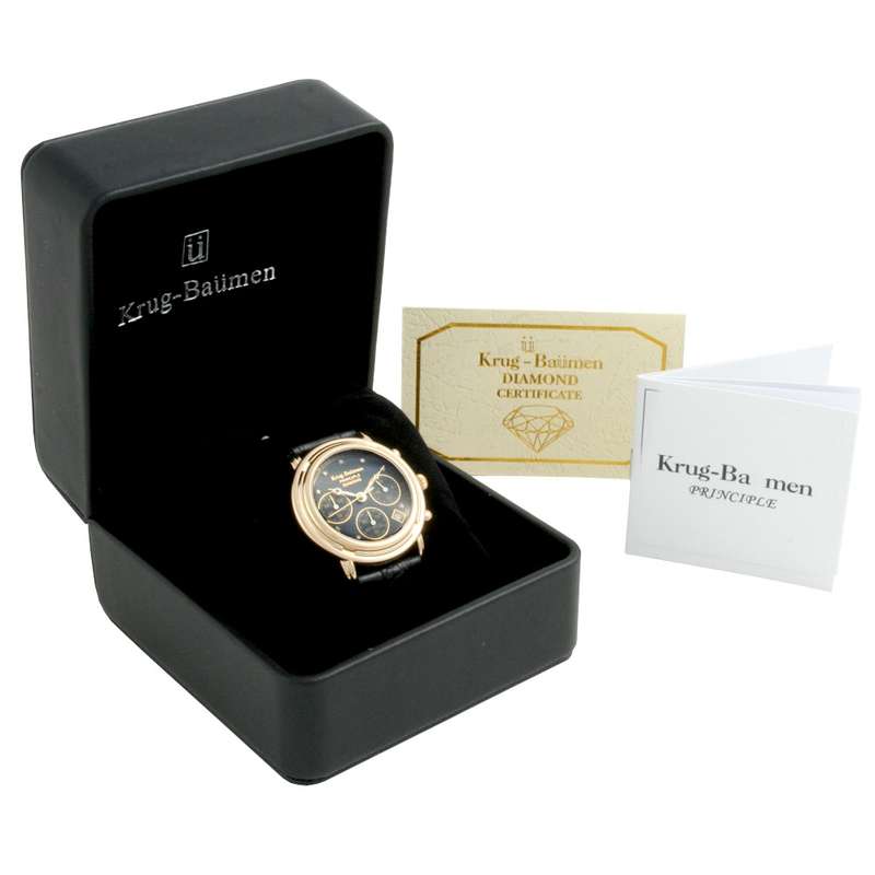 Retail: £820.00/ R13,975.00 Krug-Baumen Men's Principle Diamond Black Dial Chronograph Watch
