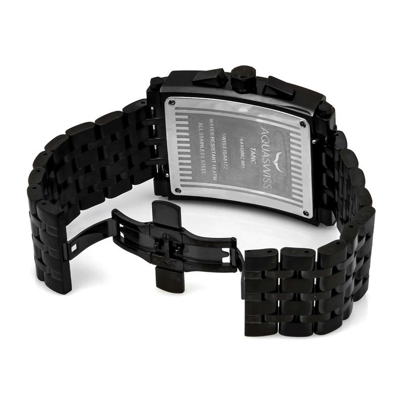 Retail: R21,600.00 Aquaswiss Mens Tanc XG Black Ion Plated THICK, HEAVY Chrono Watch