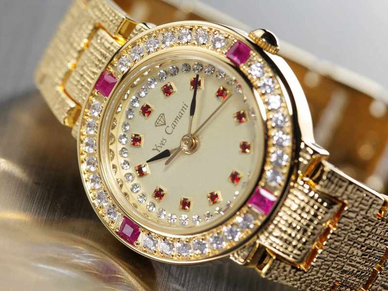 Yves Camani Women's Swiss Dahmenuhr Lady Ruby 48 Zirconia Watch OFFICIAL