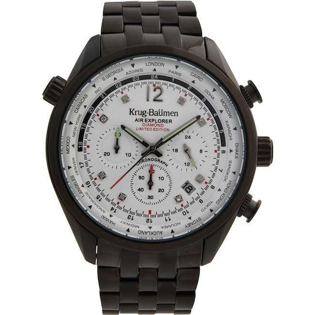 Retail: £775/ R13,000.00 Krug-Baumen Men's Air Explorer Diamond  NIGHT HAWK BLACK Ltd Edition Chrono