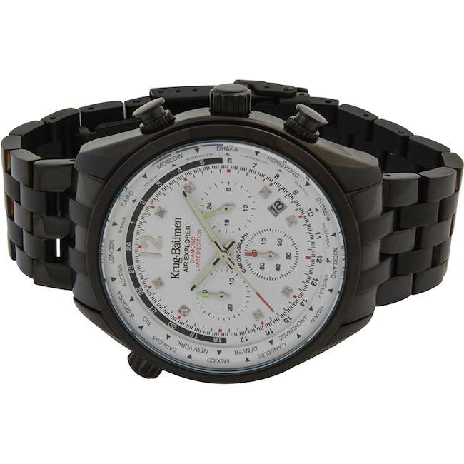 Retail: £775/ R13,000.00 Krug-Baumen Men's Air Explorer Diamond  NIGHT HAWK BLACK Ltd Edition Chrono
